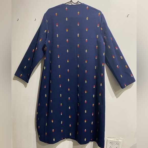 Amy Adams- 70s vintage dress with embroidered pattern, Long sleeves (size L) - Picture 3 of 6